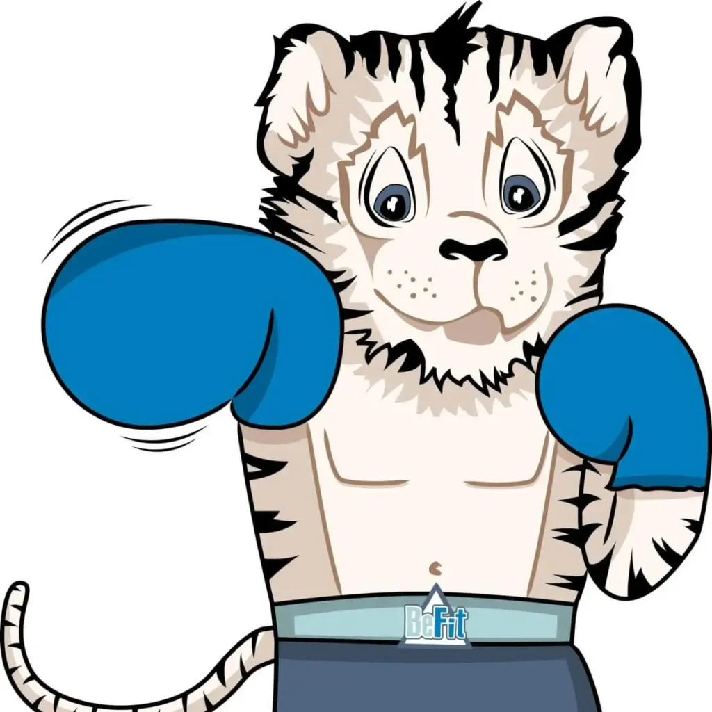 Tiger Zeichnung mit Boxhandschuhen